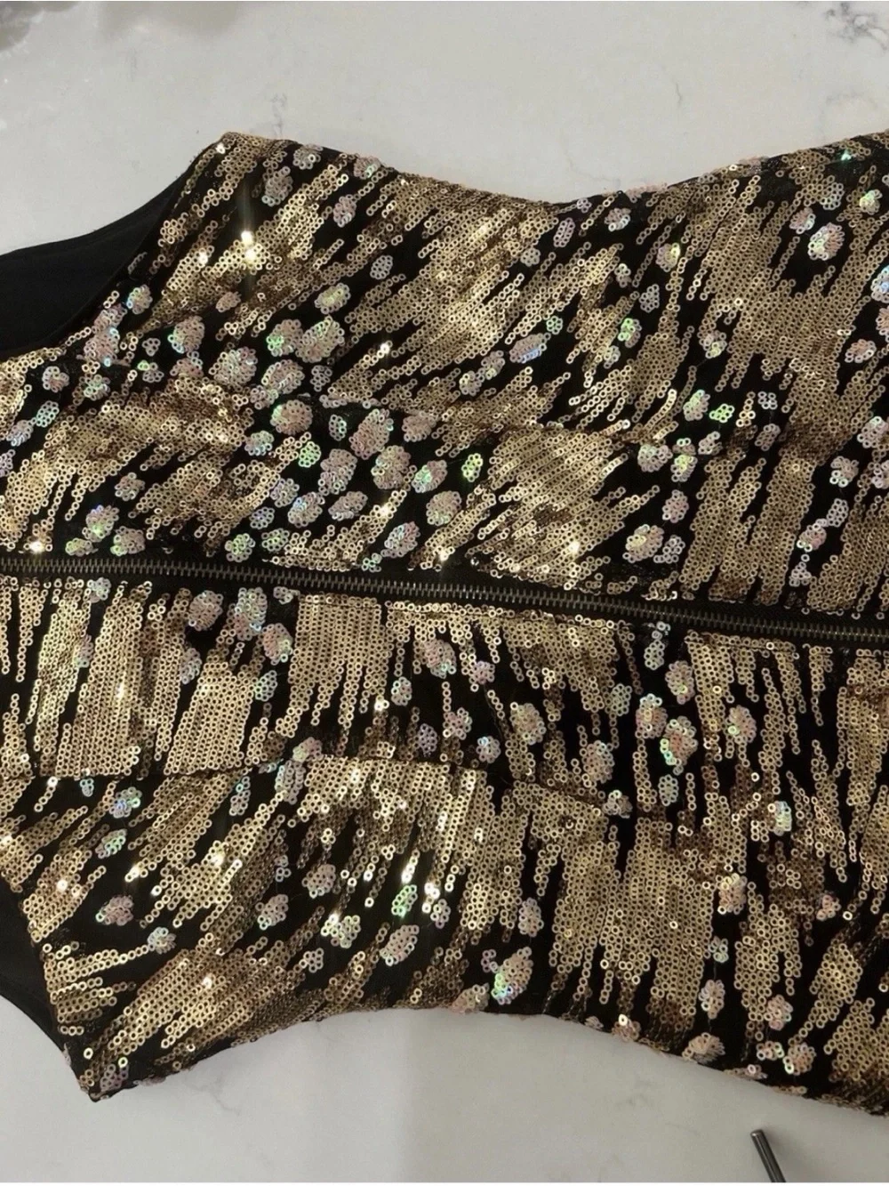 Gianni Bini Black & Gold Sequin Mini Dress - Picture 5 of 7